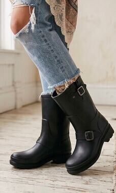 Hunter Women's Original Short Rubber Biker Black Matte Rain Boots 8 NWOT
